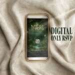 Digital only RSVP card displayed on smartphone on fabric