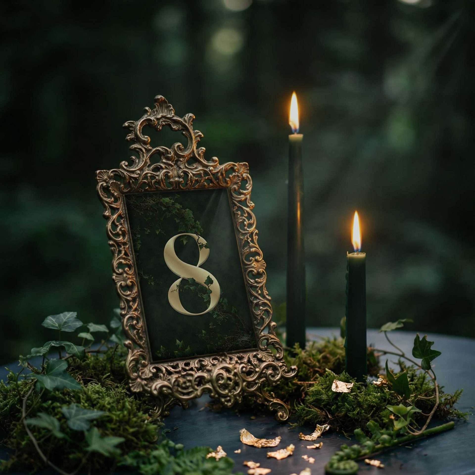 Enchanted Forest Table Number Ornate Frame Forest, Enchanted Forest