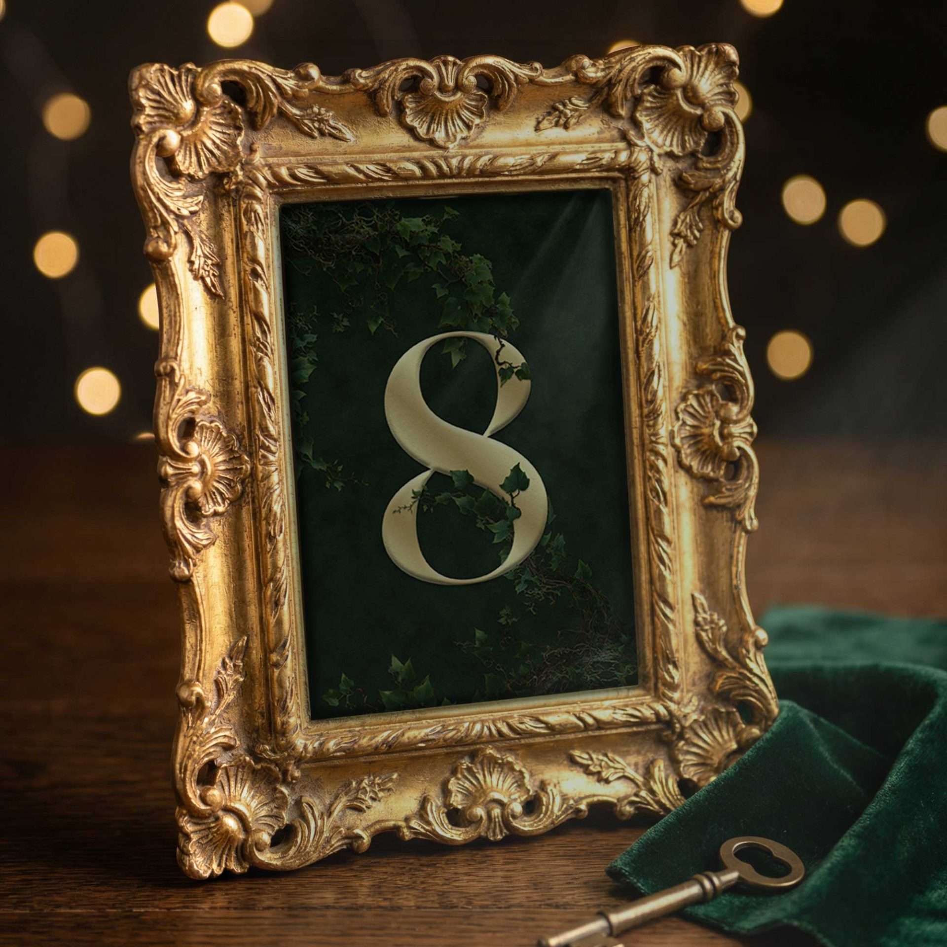 Enchanted Forest Table Number Gold Baroque Frame, Enchanted Forest
