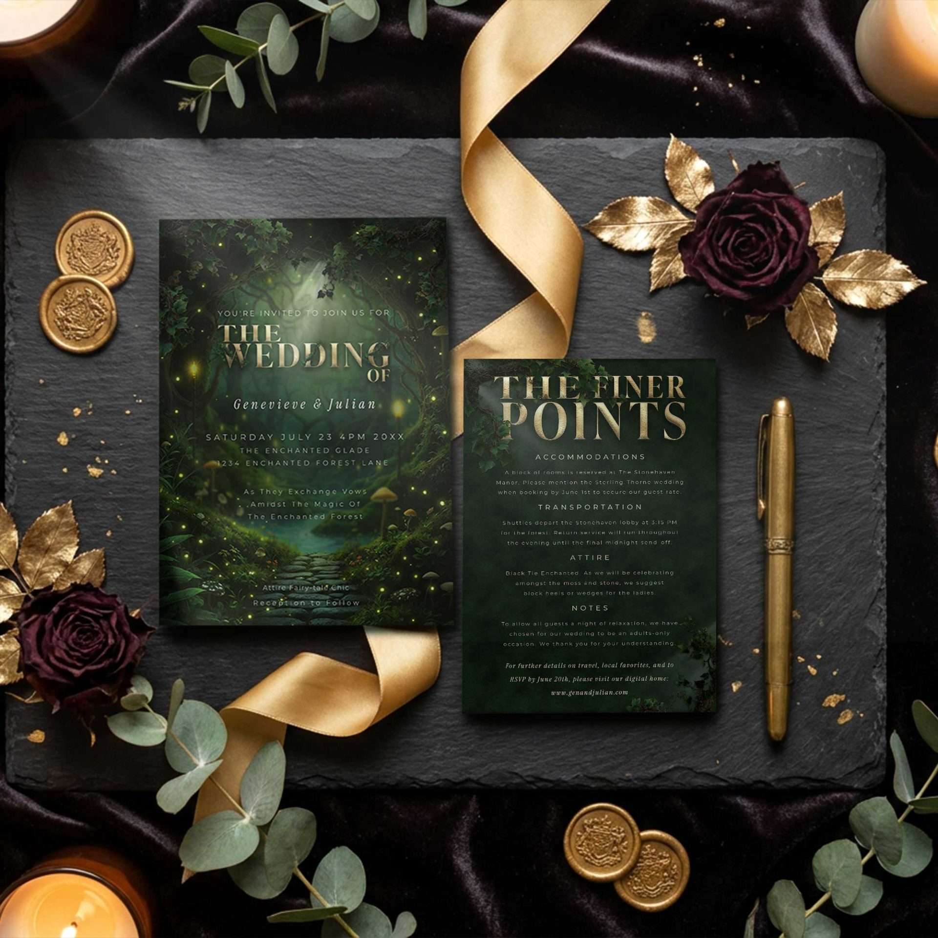 Enchanted Forest Invitation And Details Card, Enchanted Forest