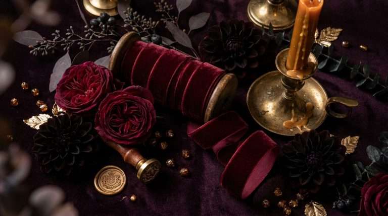 Dark Romance Wedding Color Palette: Oxblood, Plum Noir & Candlelight Amber