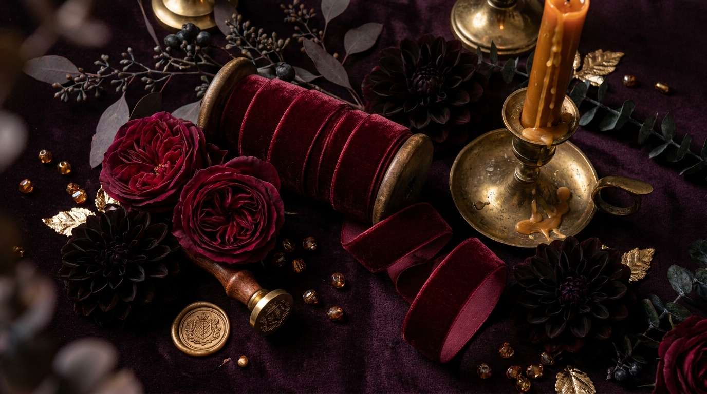 Dark Romance Wedding Color Palette: Oxblood, Plum Noir & Candlelight Amber