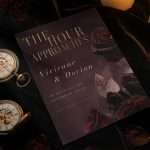 Dark Romance save the date on black velvet with two antique pocket watches and oxblood roses