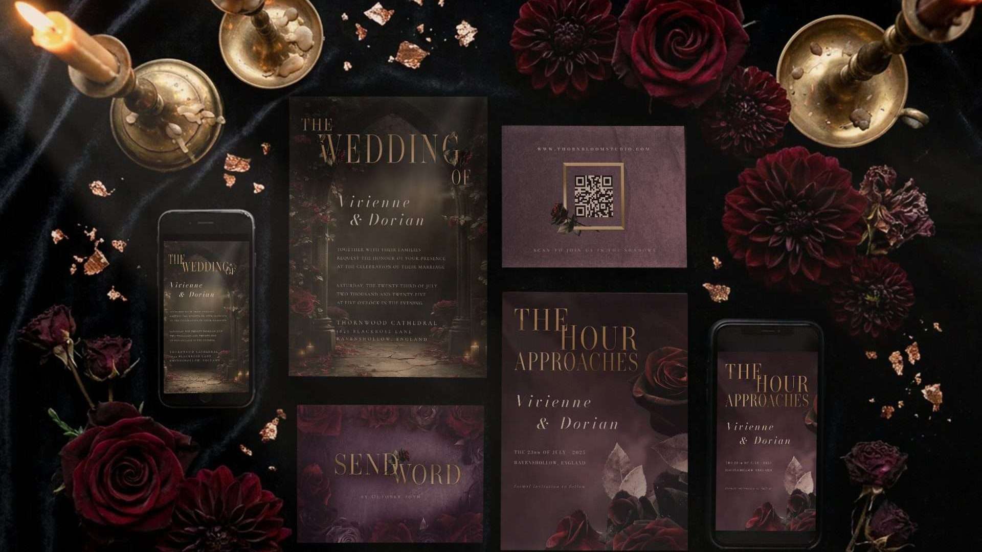 Dark Romance Wedding Stationery: Every Piece in the Suite