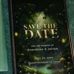 Enchanted Forest mobile save the date shown on a phone, Essentials Suite