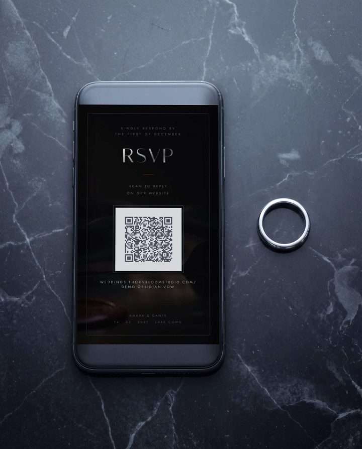 Obsidian Vow Mobile Reply Card On Marble, Obsidian Vow