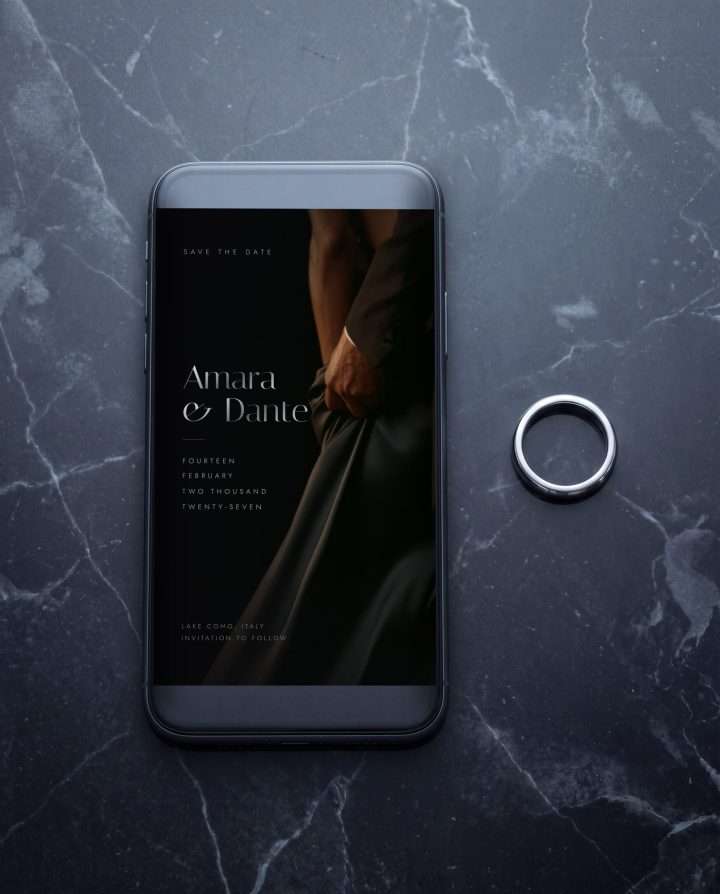 Obsidian Vow Mobile Save The Date On Marble, Obsidian Vow