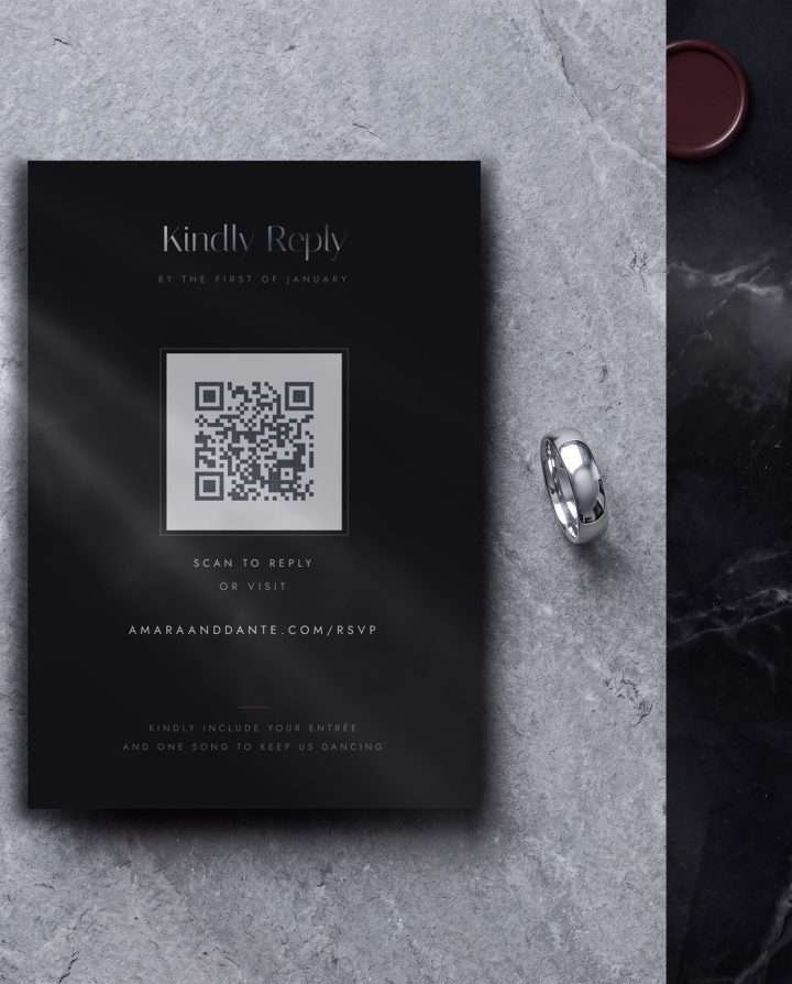 Obsidian Vow Reply Card With QR Code, Obsidian Vow