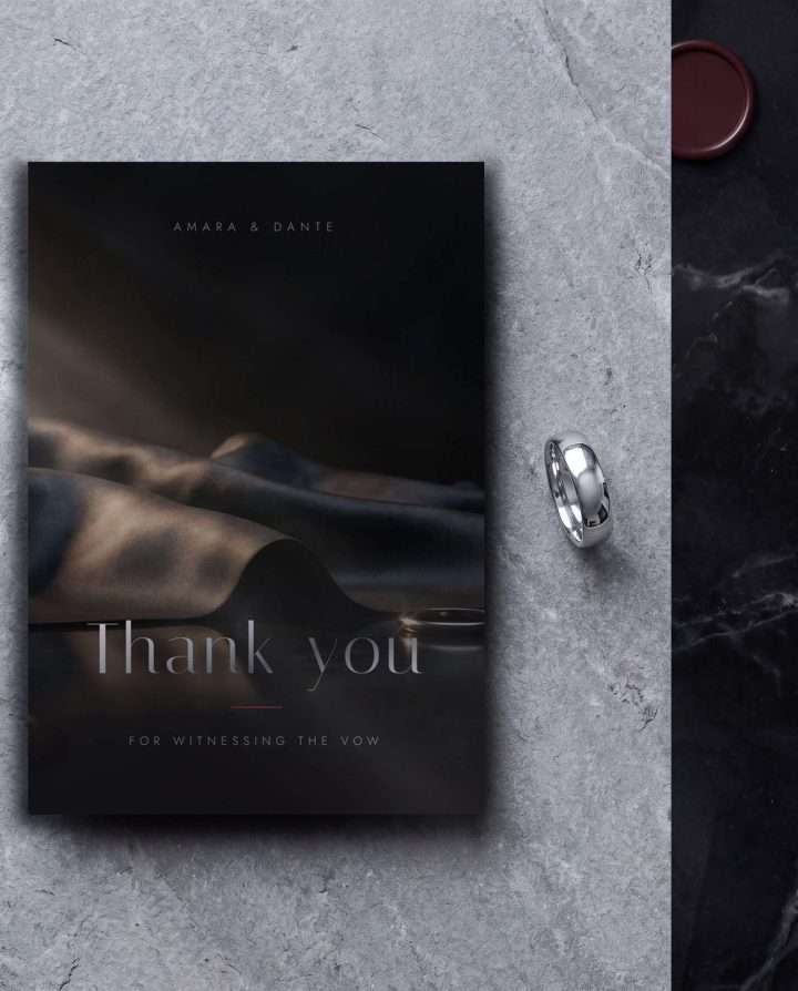 Obsidian Vow Flat Thank You Card On Stone, Obsidian Vow
