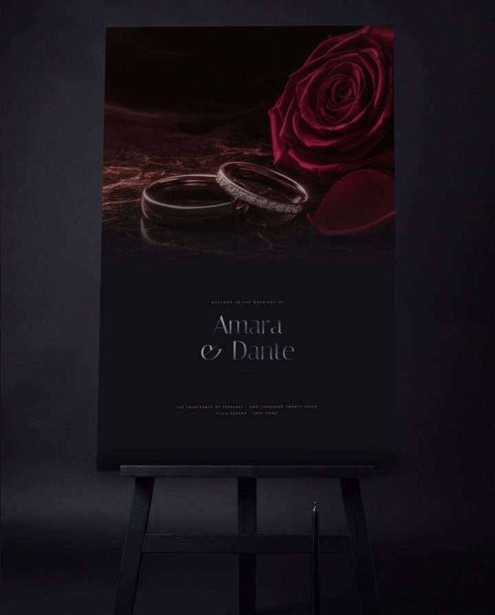 Obsidian Vow Welcome Sign In Rose, 24 By 36, On An Easel, Obsidian Vow