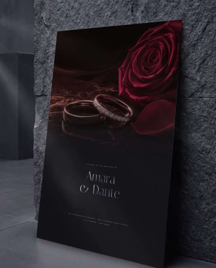 Obsidian Vow Welcome Sign In Rose, 24 By 36, Against Stone, Obsidian Vow