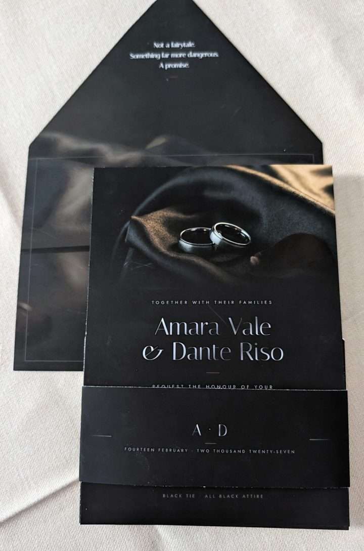 Obsidian Vow Silver Invitation Wrap, Obsidian Vow