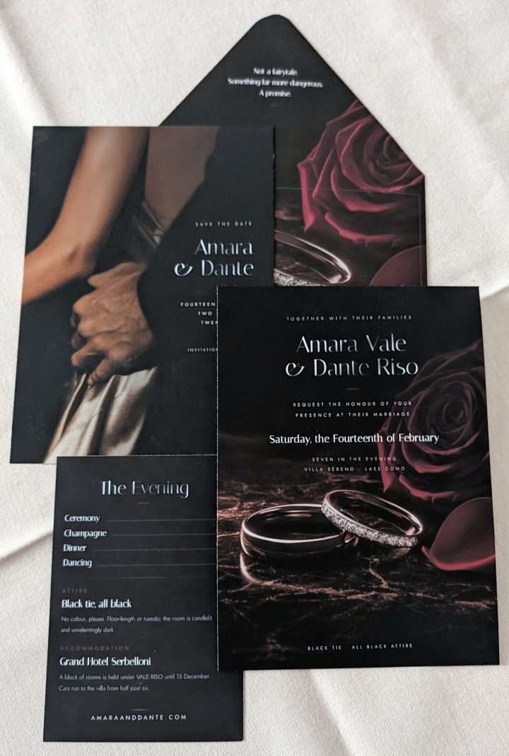 Obsidian Vow Suite With The Evening Details Card, Obsidian Vow