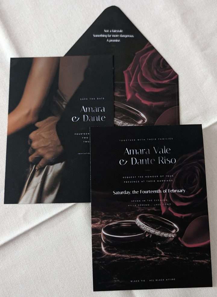 Obsidian Vow Suite With The Write In Reply Card, Obsidian Vow