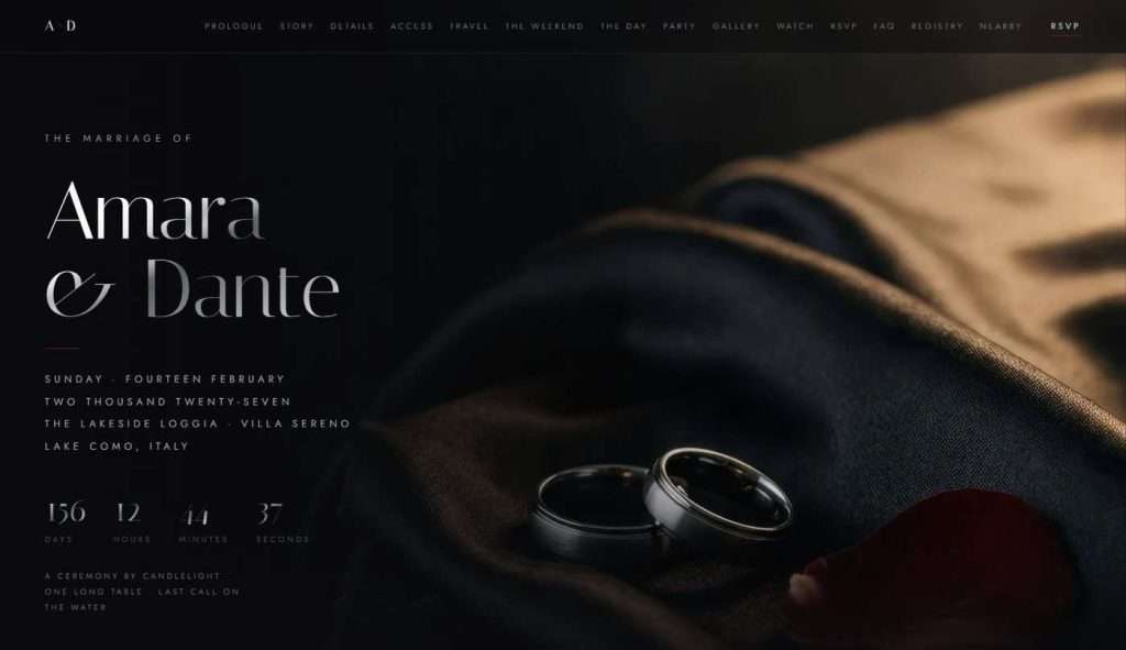 Obsidian Vow wedding website