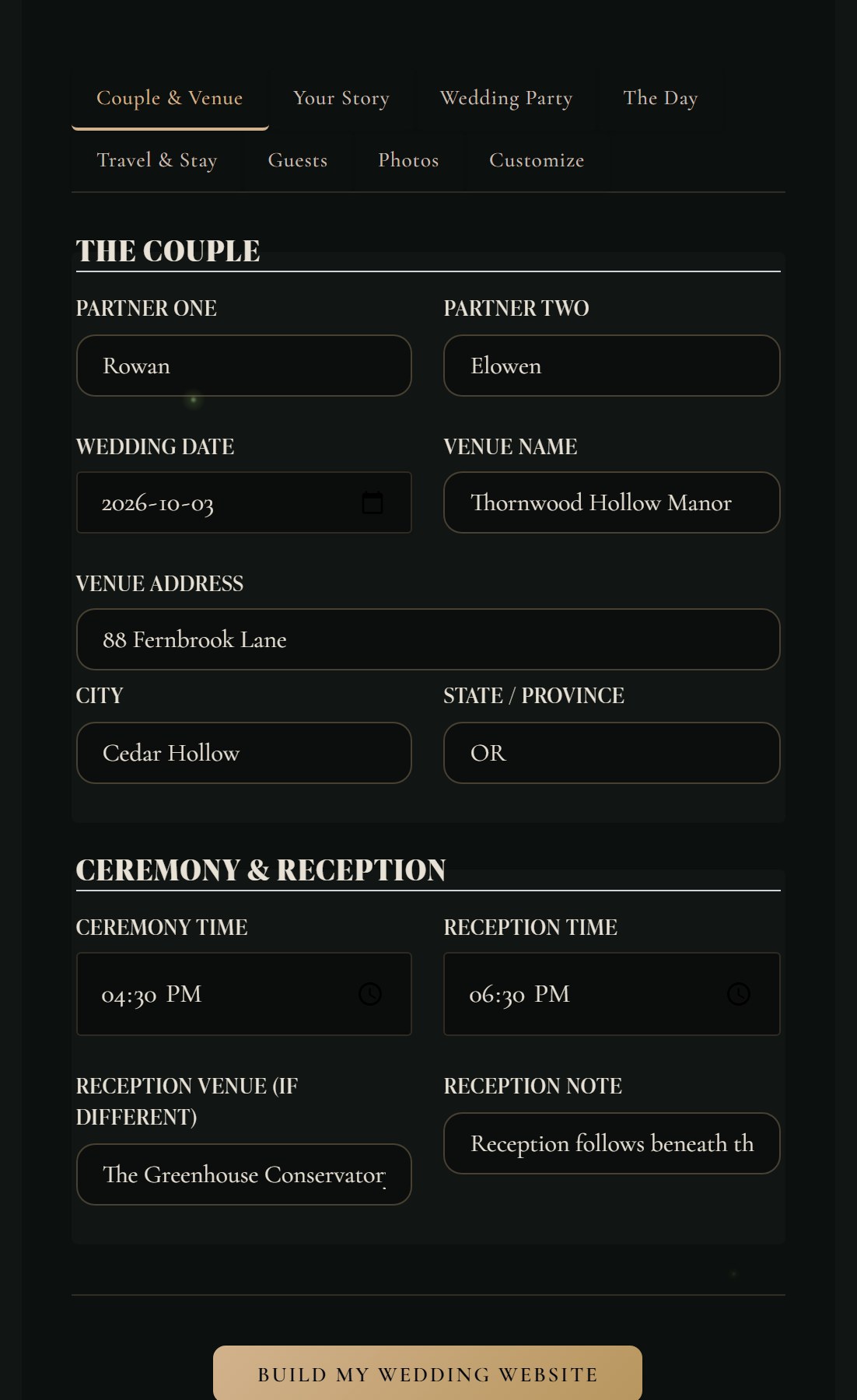 Guided details editor form for story, schedule and registry