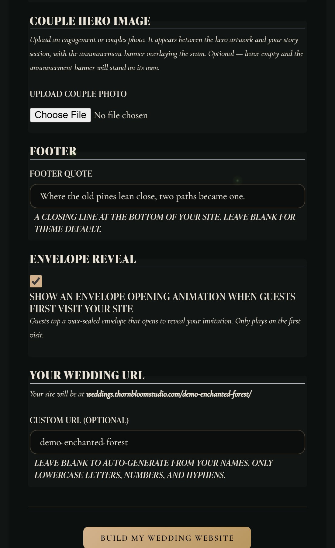 Theme and customization controls for colors, type and details