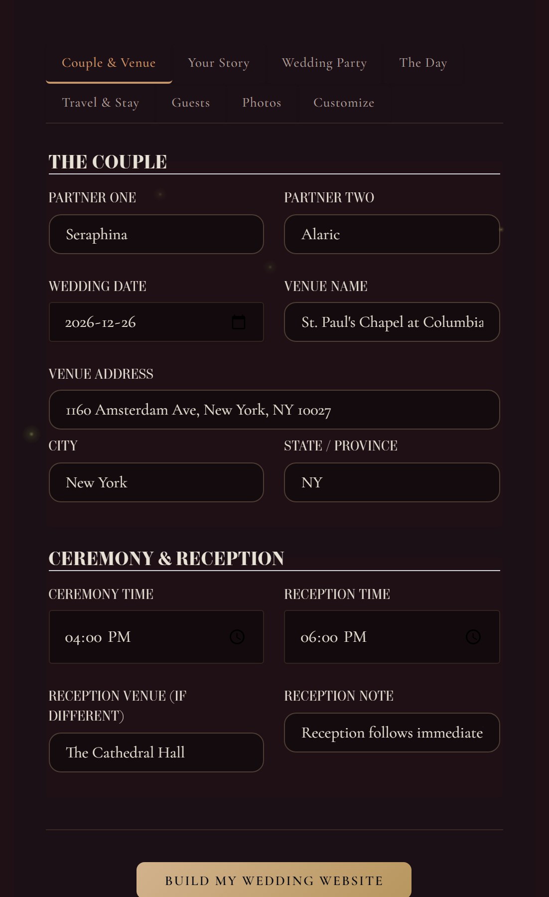 Guided details editor form for story, schedule and registry